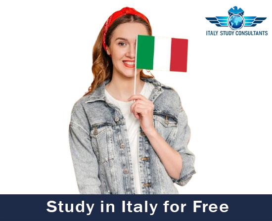 A student flashing an Italian flag in front of her face.